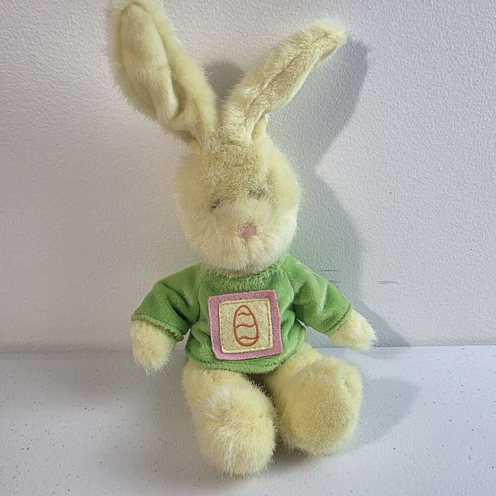 1998 VTG G.A.C. Bendable Ears Pastel Yellow BUNNY RABBIT Plush Easter Egg Patch